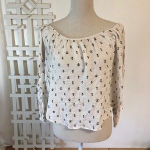 Billabong Sailor Off the shoulder sailor shirt  100% Rayon Size M